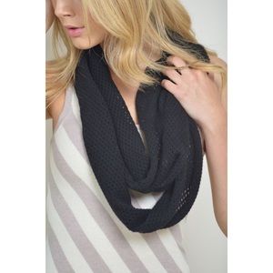Black cashmere knit infinity scarf